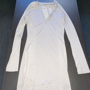 light grey zip up bodycon dress